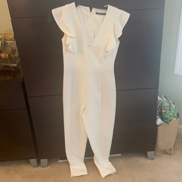 Gorgeous black halo white jumpsuit. Won once - Picture 2 of 6